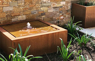 corten steel water features