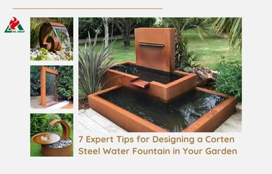corten steel water fountains 