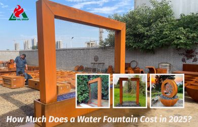 corten steel water feature