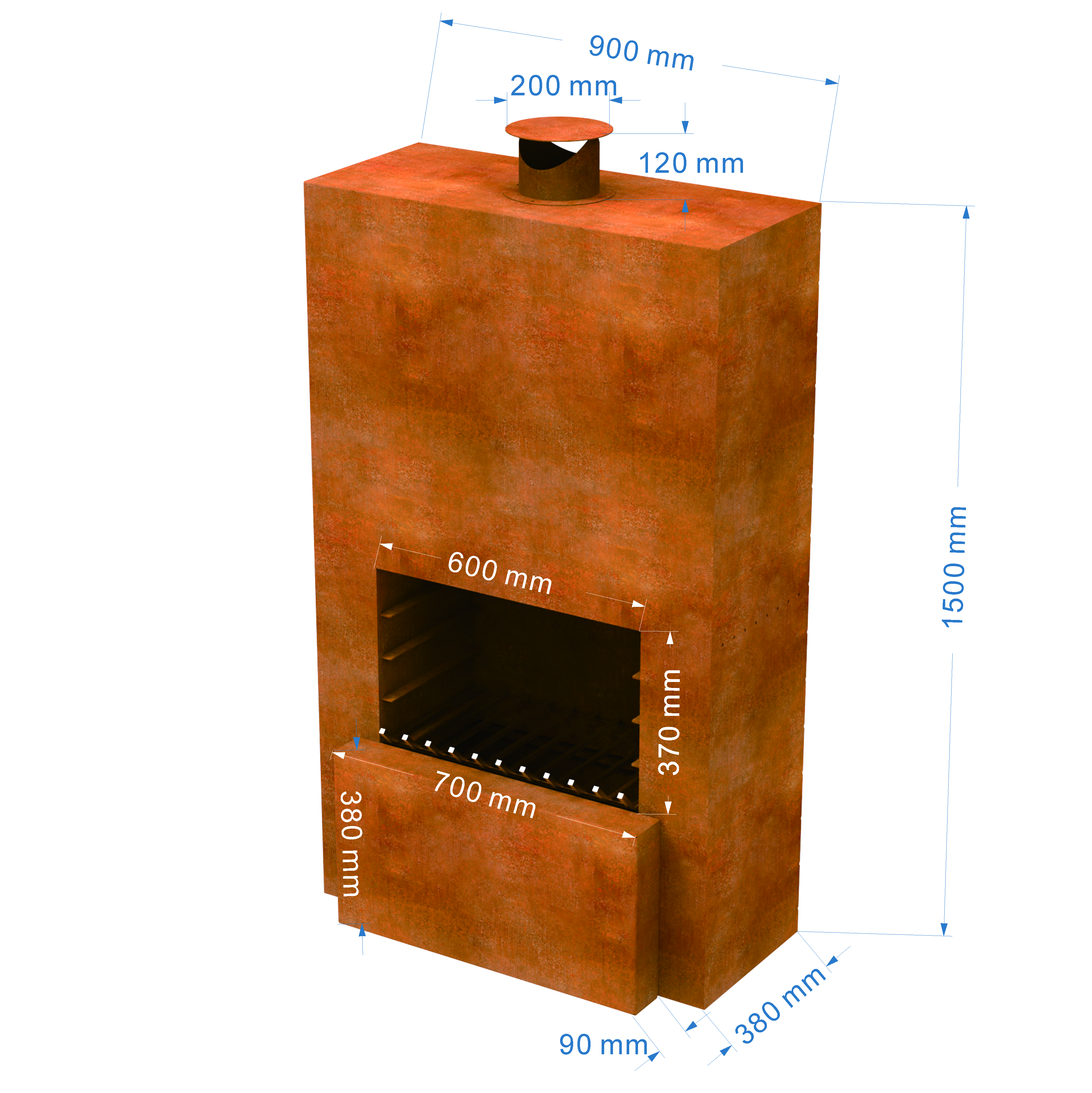 FP03 corten steel fireplace