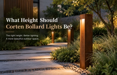 Corten steel bollard lights