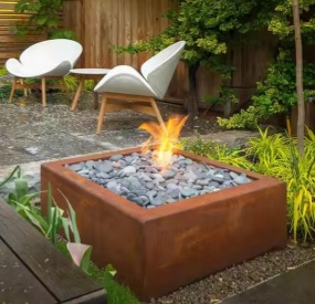 corten steel fire table