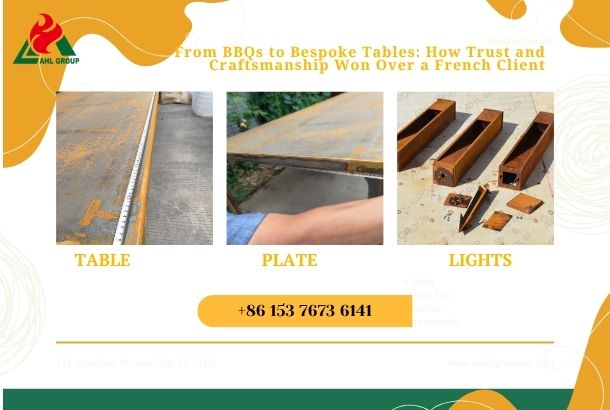 Corten Lights and Bespoke Metal Tables Delivery to France
