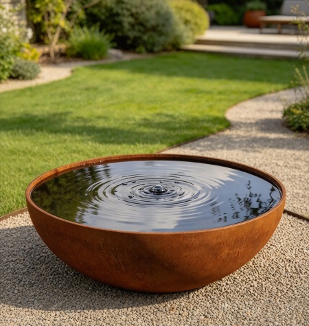 80cm Corten steel bowl water feature