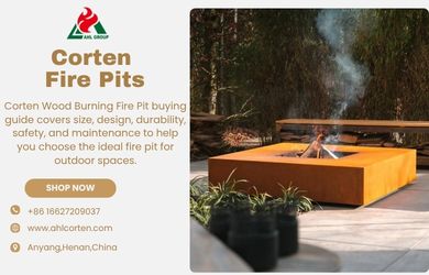 Corten steel wood fire pit
