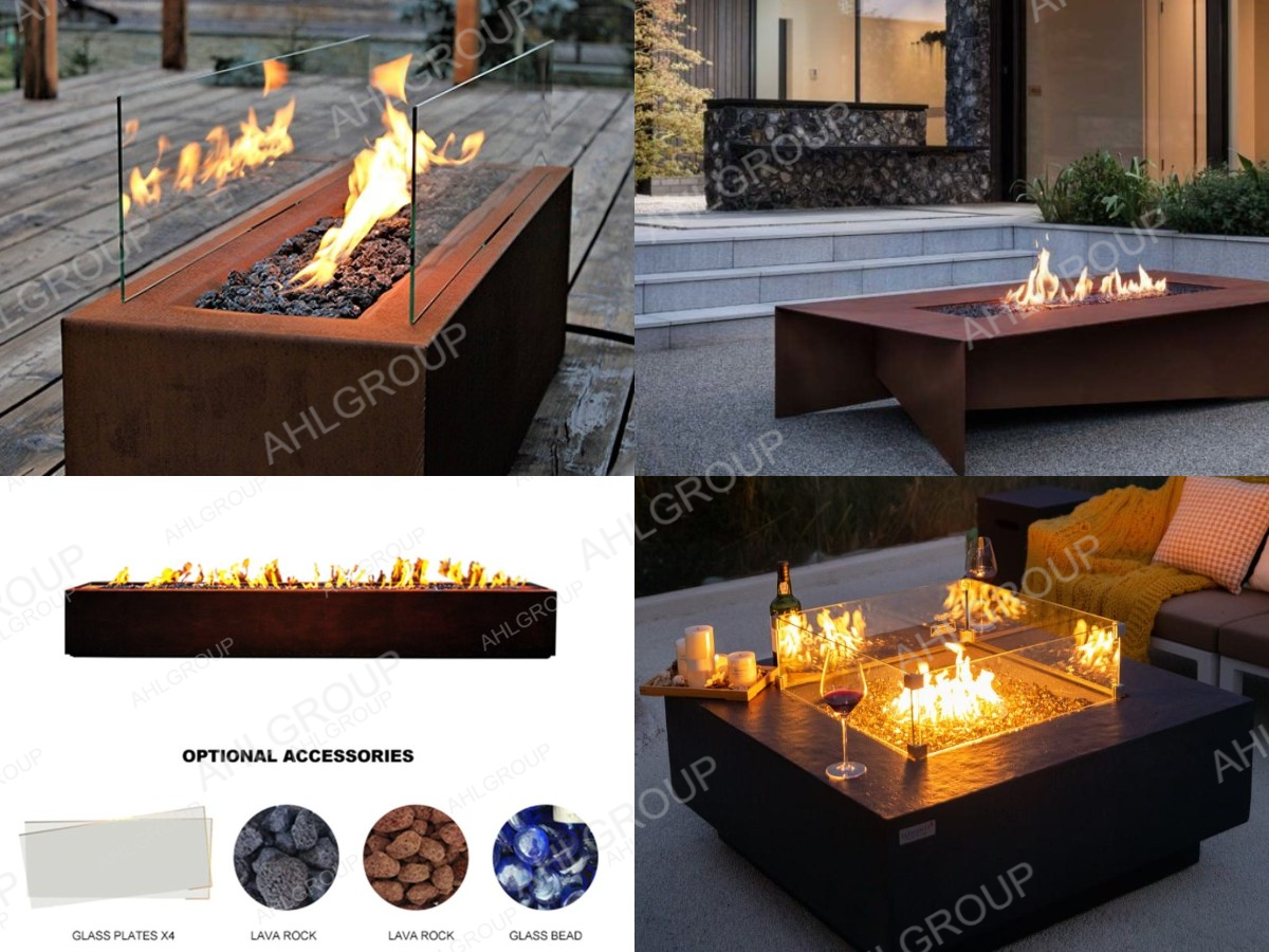 corten steel gas fire pit