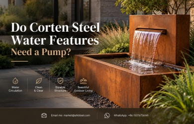 corten steel water feature