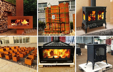 corten steel fireplace