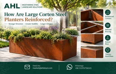 Large corten steel planters