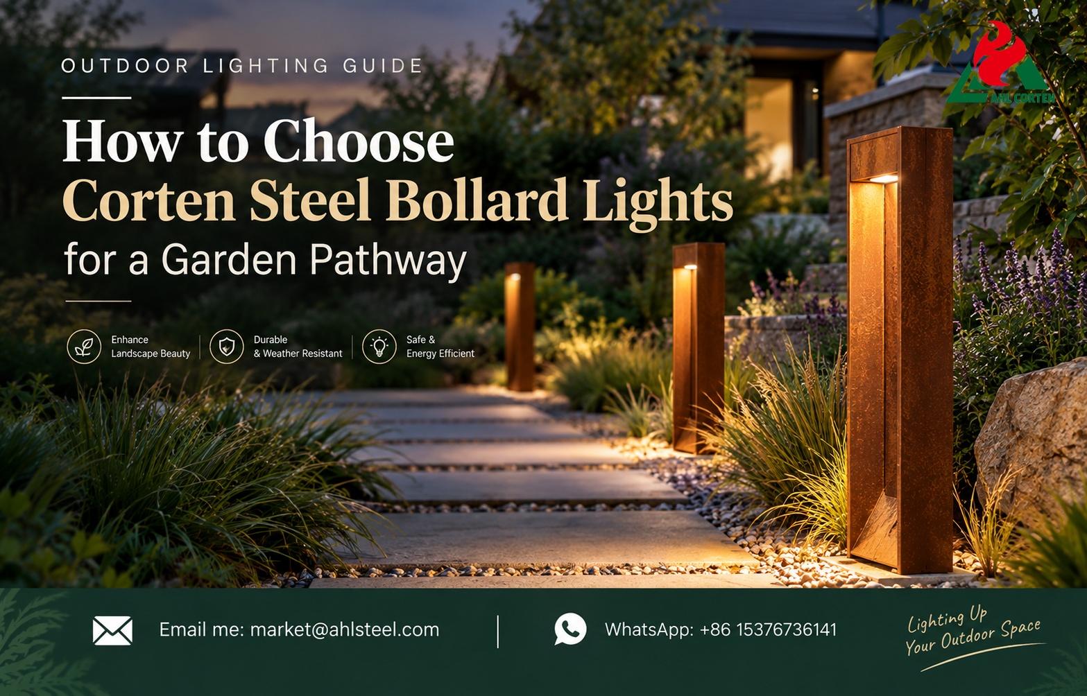 Corten steel bollard lights