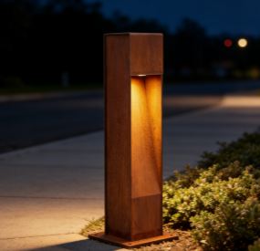 corten pillar lights