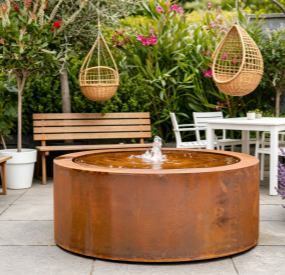 outdoor corten water feature