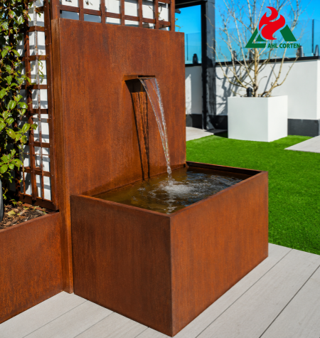 corten steel water feature