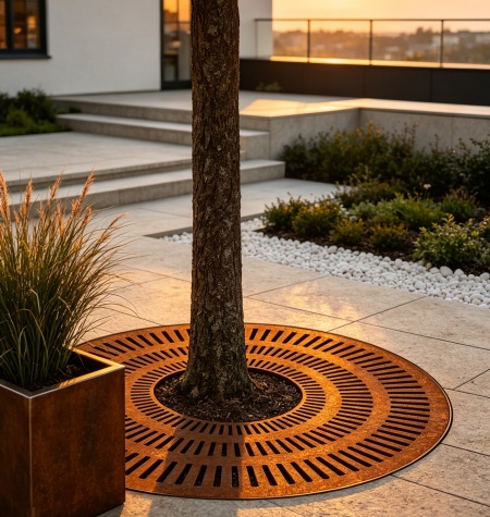 Corten steel tree grates 