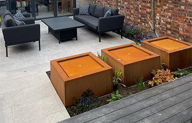 corten steel water feature