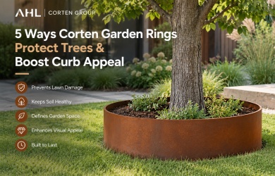 Corten edging around trees