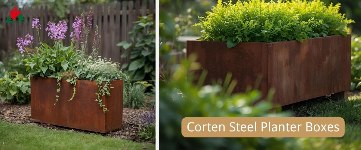 outdoor corten steel planter
