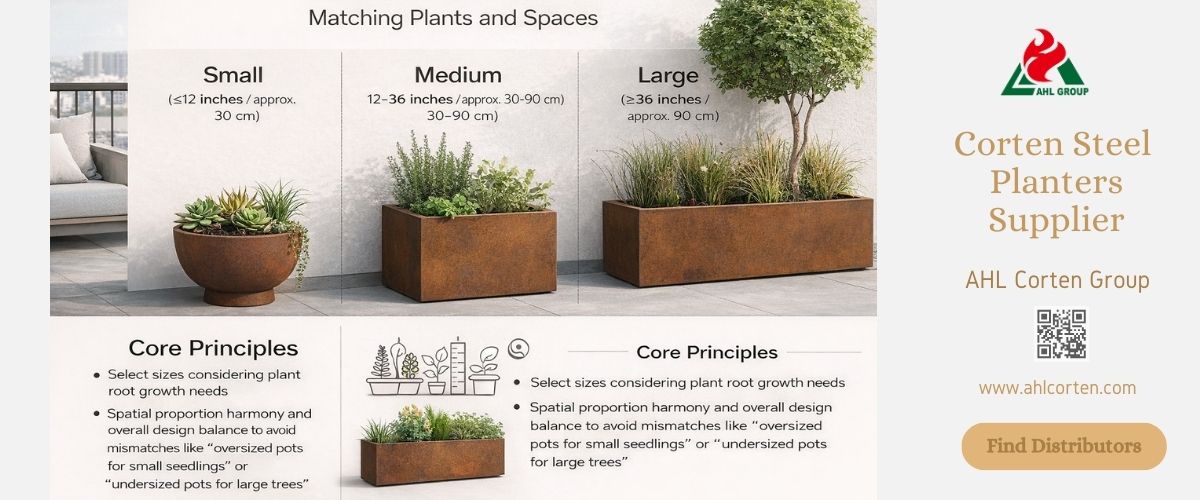 outdoor corten steel planter