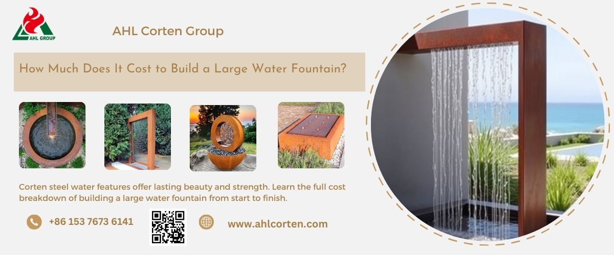 corten steel waterfall and water feature