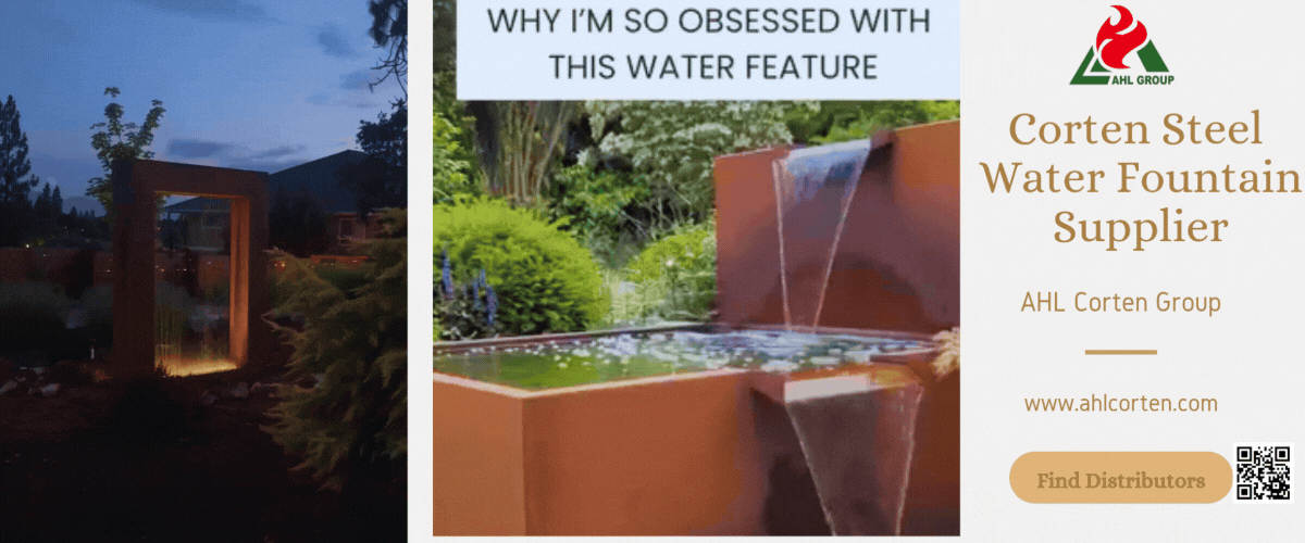 corten steel water fountains