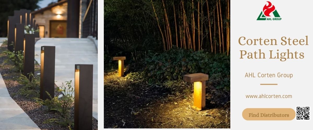 corten steel path light