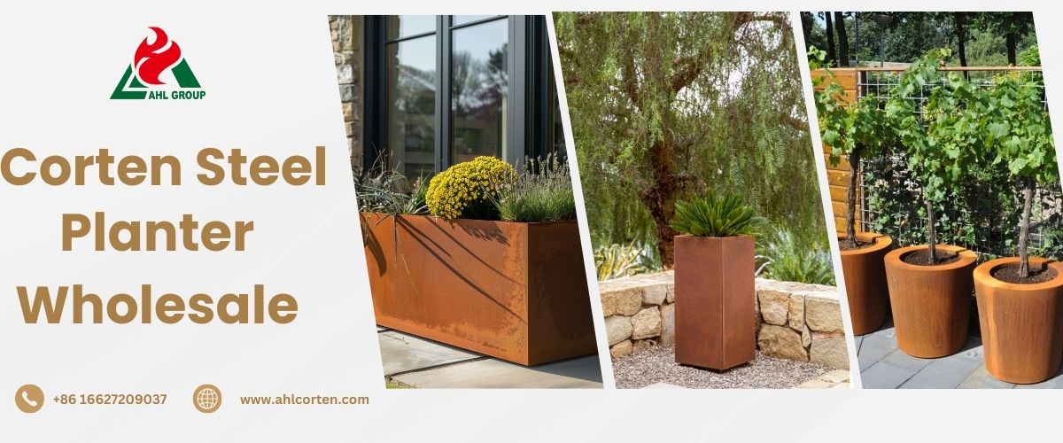 Large Corten steel planters