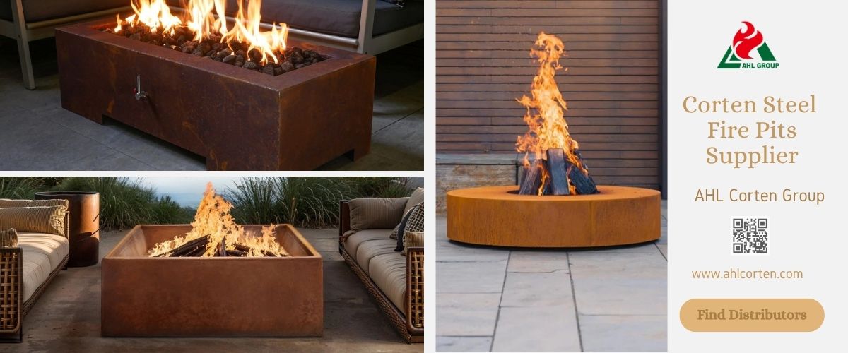 rusted steel fire pit