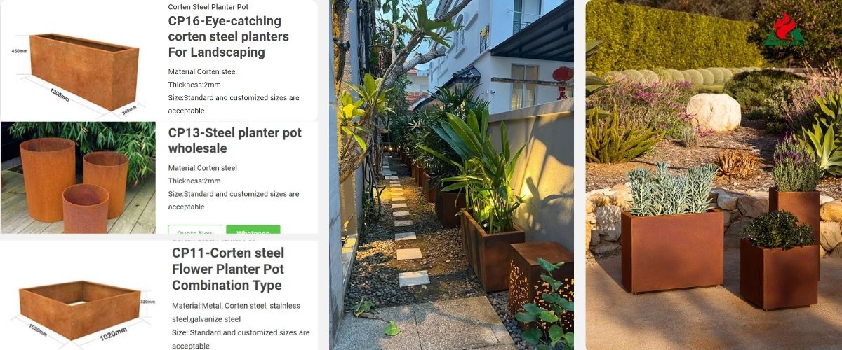 outdoor corten planter