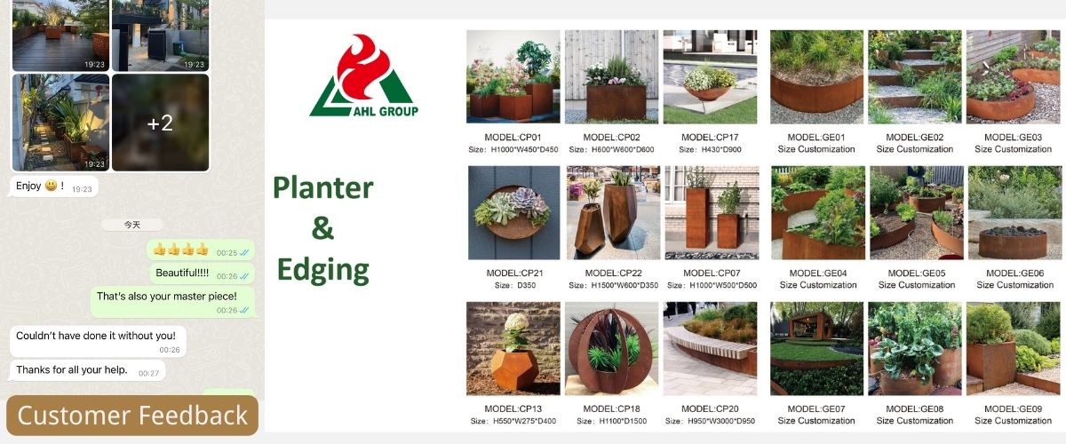 rusted steel planter