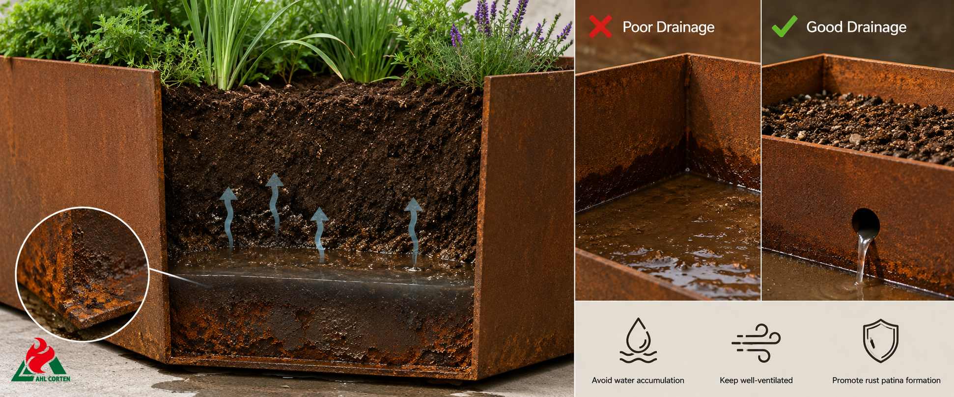 corten garden bed planter
