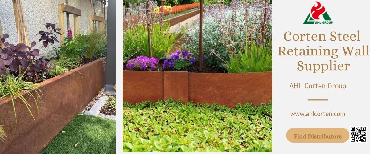 outdoor corten steel retaining wall