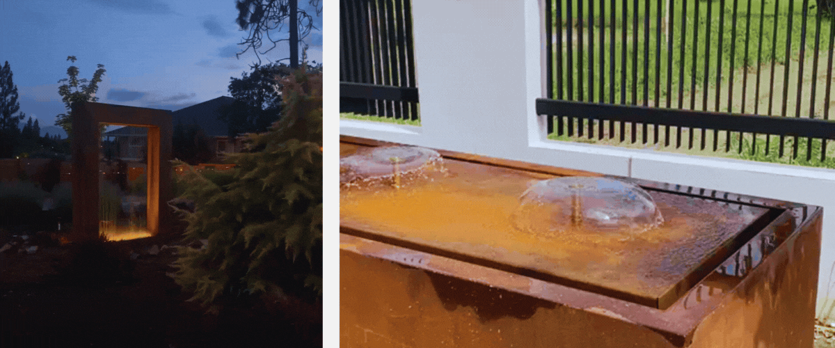 rusted steel water features