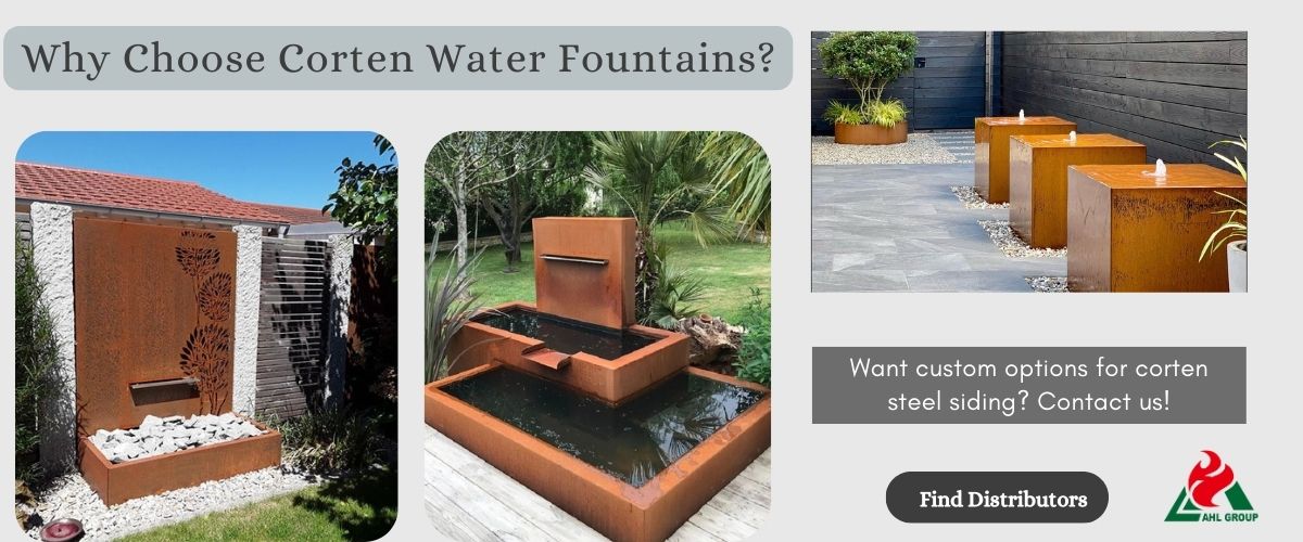 outdoor corten steel features for sale