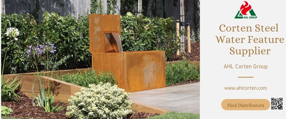 outdoor corten water fountains