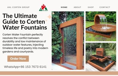 corten steel water fountains 