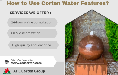corten steel water feature
