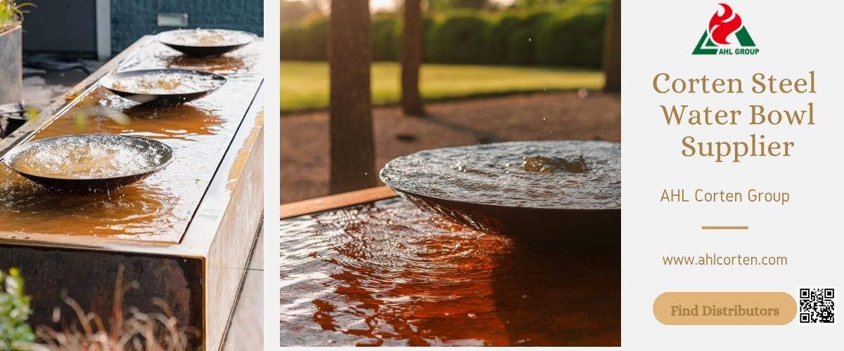 corten water bowl