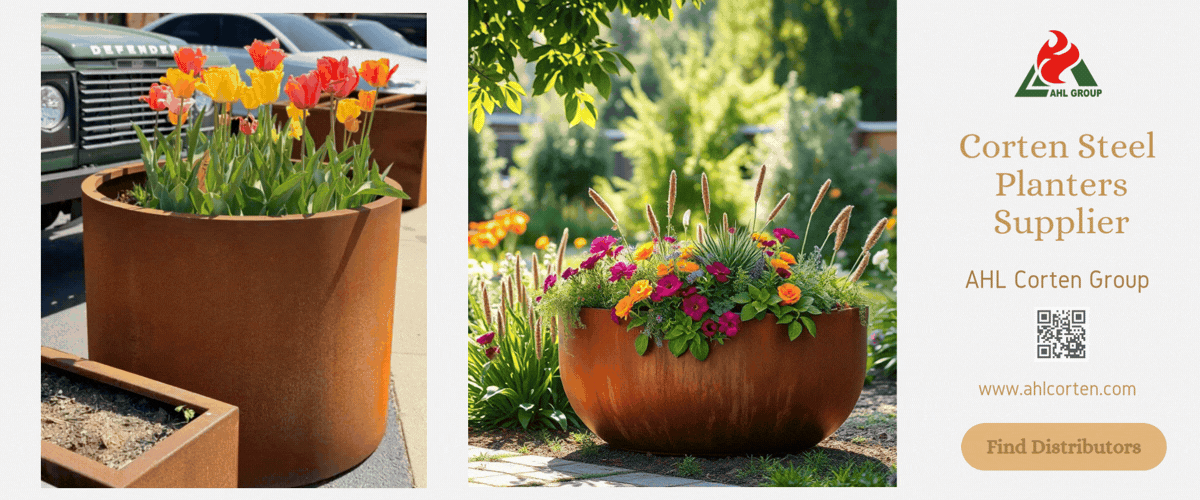 outdoor corten steel planter