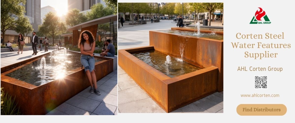 corten steel water feature