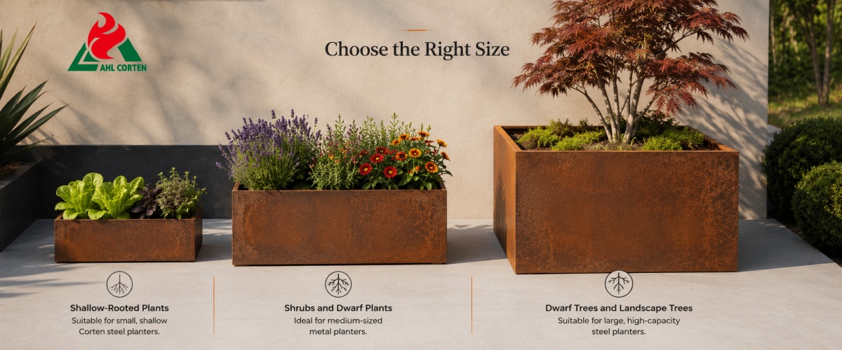 Eye-catching corten steel planters For Landscaping