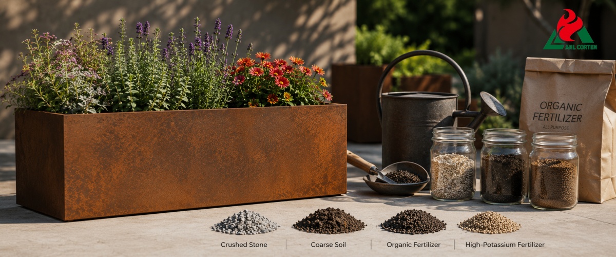 Corten Pedestal Planter Household Retail