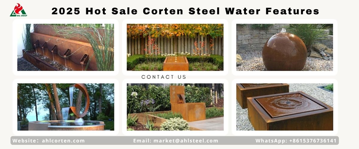 outdoor corten water feature
