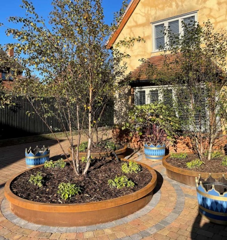 corten steel large circular planter