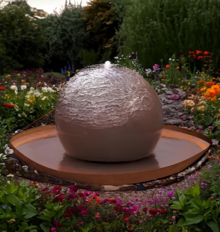 large corten sphere ball