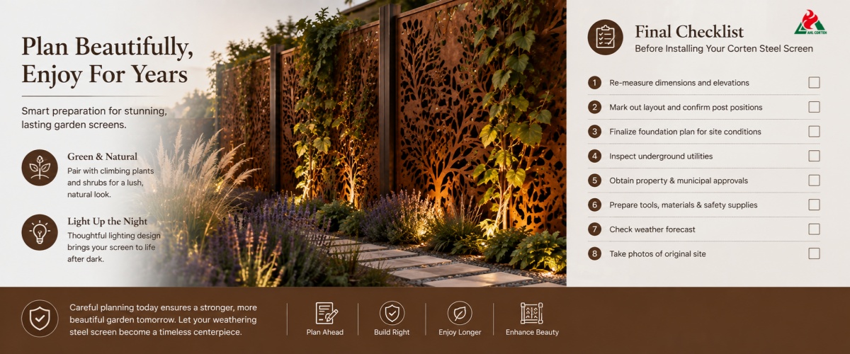 large Corten garden screen