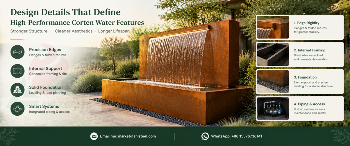 Corten steel water fountain