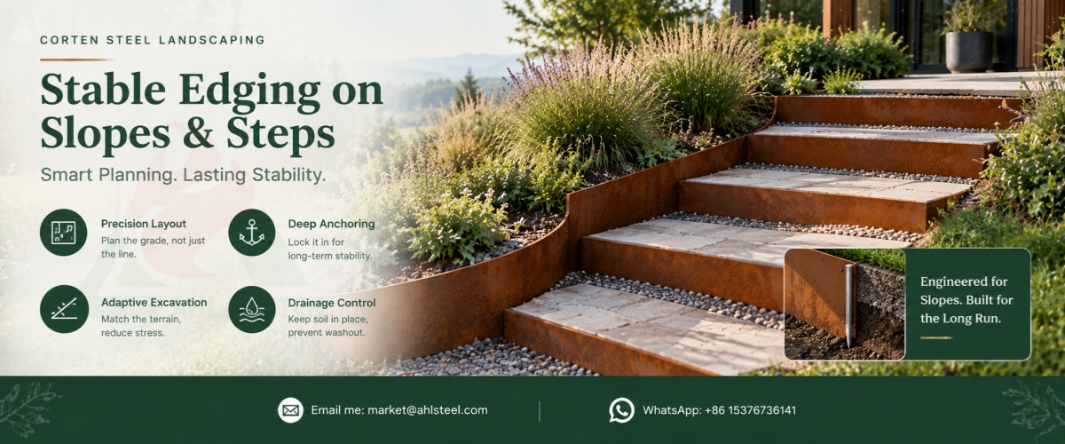 rusted metal garden edging