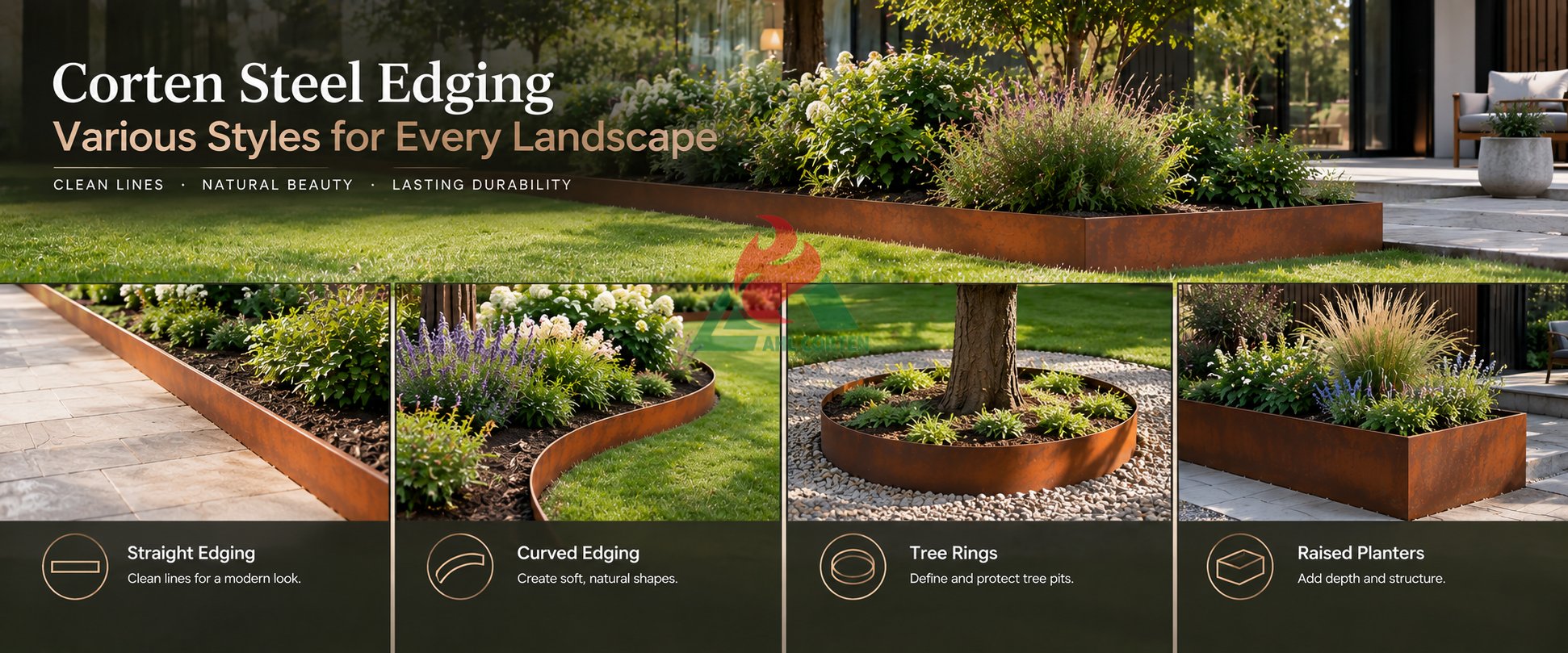 rusted steel garden edging