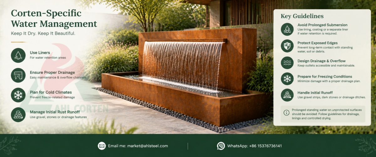Corten steel water fountain