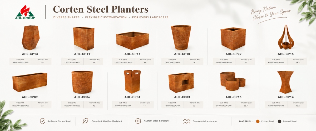 corten steel planters large